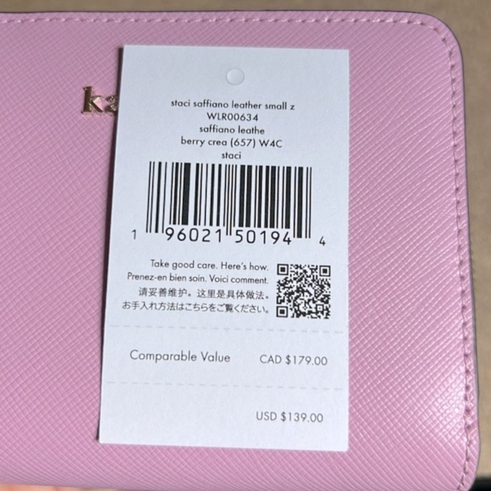 NWT Kate Spade Staci Small Zip Around Wallet (Berry Crea) - Picture 7 of 7